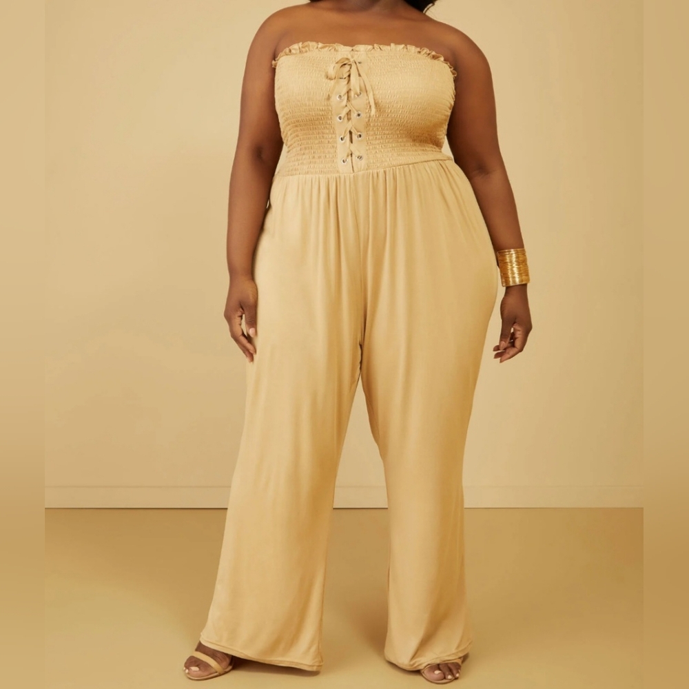 Strapless Lace Up Jumpsuit